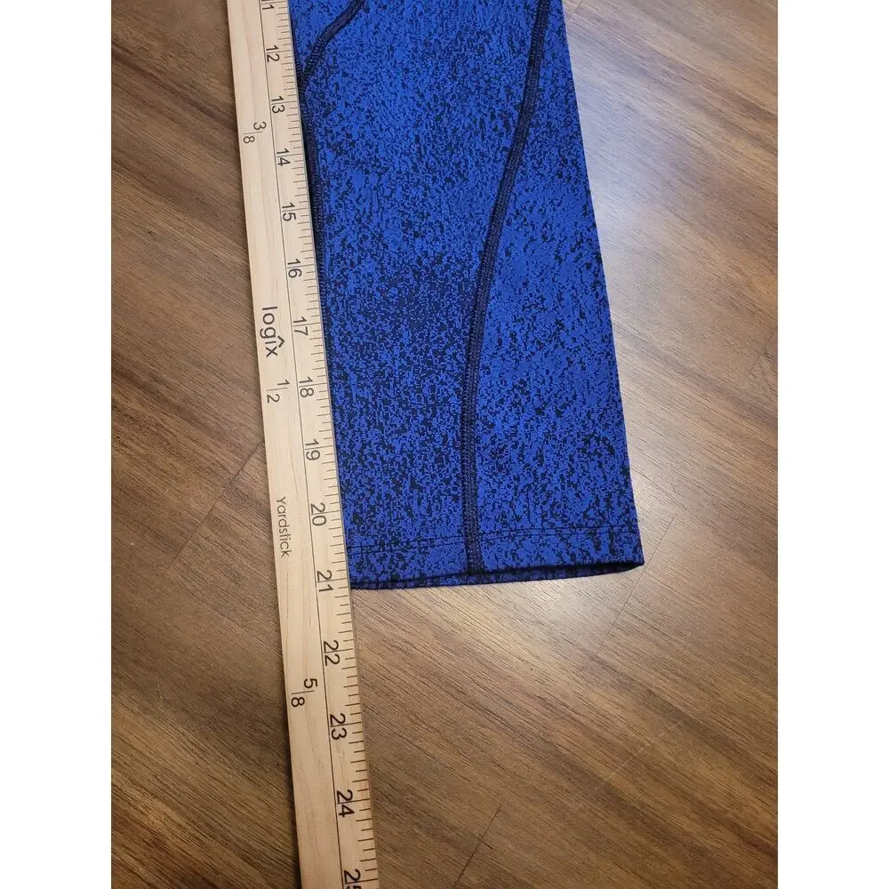 Lululemon Rush Hour 21 Crop Leggings Sapphire Blue Black Spray Jacquard Mesh 4